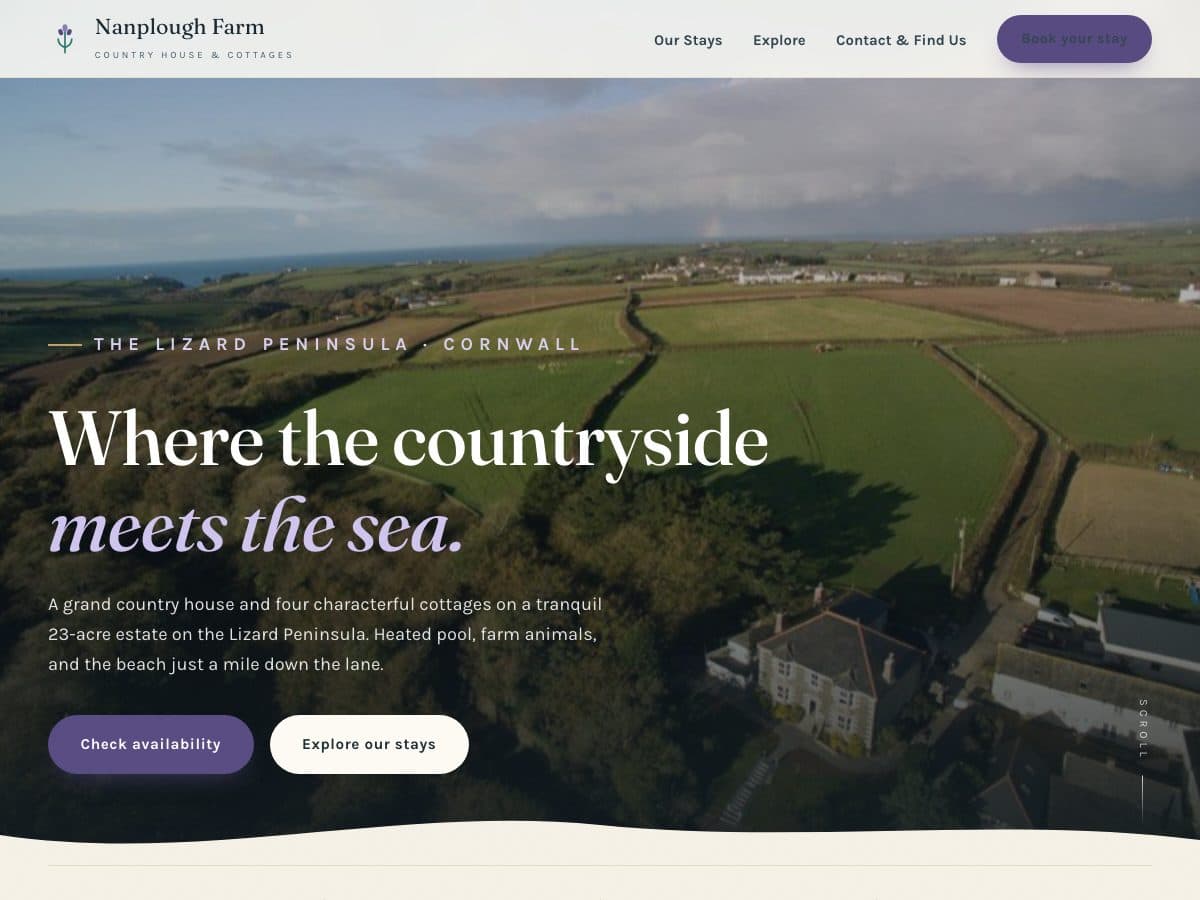 Screenshot of the Nanplough Farm website